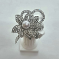 Crystal Pearl Bow Brooch